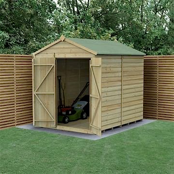 8' x 6' Forest Beckwood 25yr Guarantee Shiplap Pressure Treated Windowless Double Door Apex Wooden Shed (2.42m x 1.99m)