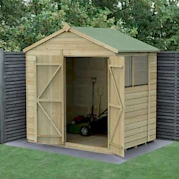 7' x 5' Forest Beckwood 25yr Guarantee Shiplap Pressure Treated Double Door Apex Wooden Shed (2.28m x 1.53m)