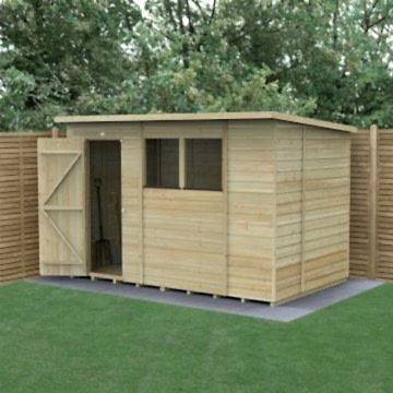 10' x 6' Forest Beckwood 25yr Guarantee Shiplap Pressure Treated Pent Wooden Shed (3.11m x 2.05m)
