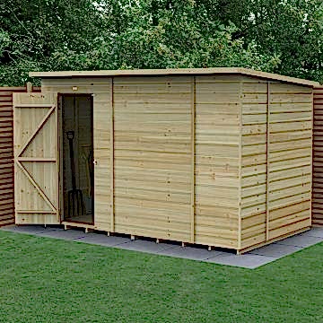 10' x 6' Forest Beckwood 25yr Guarantee Shiplap Pressure Treated Windowless Pent Wooden Shed (3.11m x 2.05m)