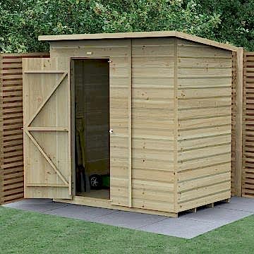 6' x 4' Forest Beckwood 25yr Guarantee Shiplap Pressure Treated Windowless Pent Wooden Shed (1.98m x 1.4m)