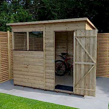 7' x 5' Forest Beckwood 25yr Guarantee Shiplap Pressure Treated Pent Wooden Shed (2.26m x 1.7m)