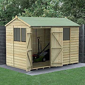10' x 6' Forest Beckwood 25yr Guarantee Shiplap Pressure Treated Double Door Reverse Apex Wooden Shed (3.01m x 1.99m)