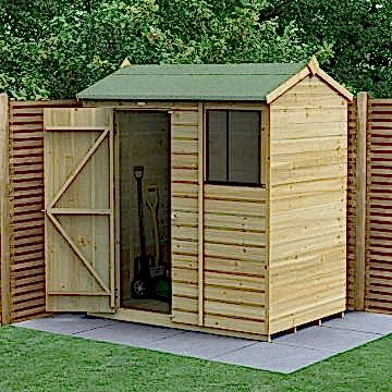 6' x 4' Forest Beckwood 25yr Guarantee Shiplap Pressure Treated Reverse Apex Wooden Shed (1.88m x 1.34m)