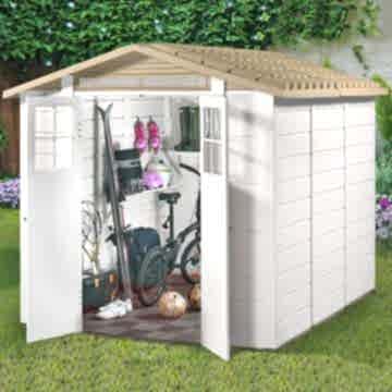 6'6 x 8' Shire Tuscany Evo 240 Apex Plastic Double Door Shed (2.02m x 2.42m) 