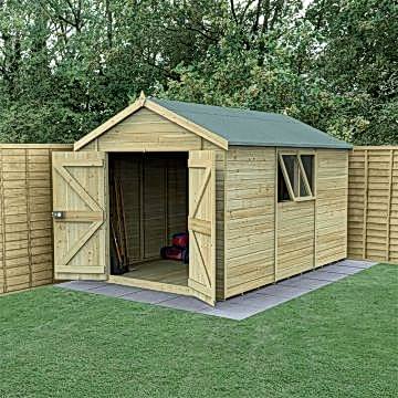12' x 8' Forest Premium Tongue & Groove Pressure Treated Double Door Apex Shed (3.65m x 2.52m)