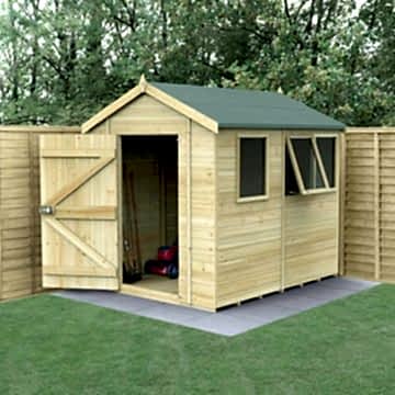 8' x 6' Forest Timberdale 25yr Guarantee Tongue & Groove Pressure Treated Apex Shed – 3 Windows (2.5m x 1.98m)