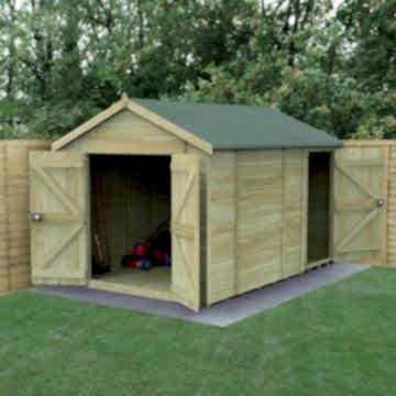 12' x 8' Forest Timberdale Tongue & Groove Windowless Double Door Combination Apex Shed