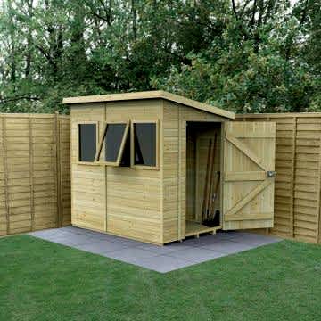 7' x 5' Forest Timberdale 25yr Guarantee Tongue & Groove Pressure Treated Pent Shed – 3 Windows (2.24m x 1.70m)