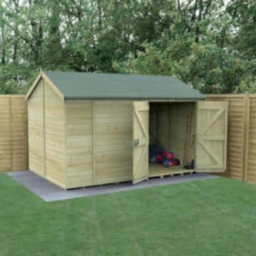 12' x 8' Forest Timberdale Tongue & Groove Windowless Double Door Reverse Apex Shed