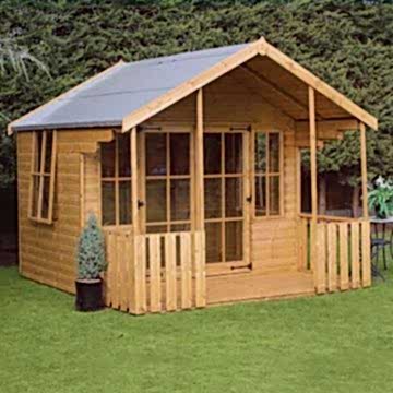 10' x 10' Traditional Woodstock Wooden Summer House With Veranda 