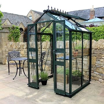 4' x 4' Halls Cotswold Birdlip Small Greenhouse in Green