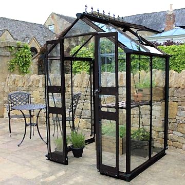 4' x 4' Eden Birdlip Small Greenhouse in Black (1.47m x 1.32m)