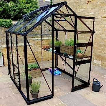 6' x 6' Eden Burford Small Greenhouse in Black (1.94m x 1.94m) 