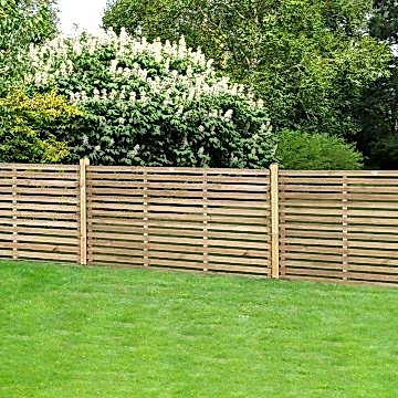 Forest 6' x 3' Pressure Treated Contemporary Slatted Fence Panel (1.8m x 0.9m)