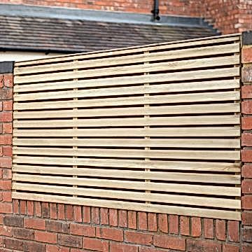 Forest 6'x3' Pressure Treated Contemporary Double Slatted Fence Panel (1.8m x 0.91m)