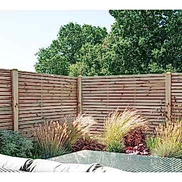 Forest 6' x 5' Pressure Treated Contemporary Double Slatted Fence Panel (1.8m x 1.5m)