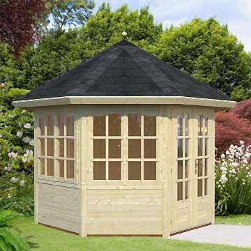 9'x9' (3.1 x 2.9m) Palmako Veronica 28mm Log Cabin - 4 Windows