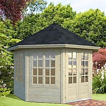 11'x11' (3.4 x 3.4m) Palmako Carmen 34mm Log Cabin - 4 Windows