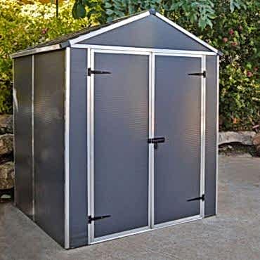 6' x 5' Palram Rubicon Double Door Plastic Garden Shed - Dark Grey