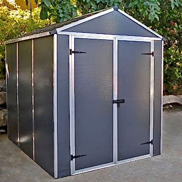 6' x 8' Palram Rubicon Double Door Plastic Garden Shed - Dark Grey