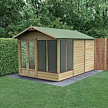 12' x 8' Forest Beckwood 25yr Guarantee Double Door Apex Summer House (3.6m x 2.61m)