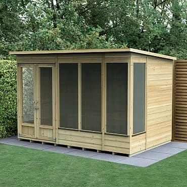 10' x 6' Forest Beckwood 25yr Guarantee Double Door Pent Summer House (3.11m x 2.05m)