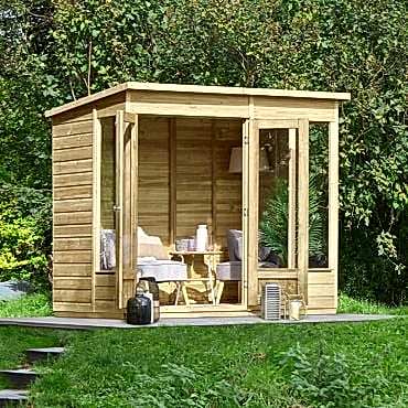8' x 6' Forest Beckwood 25yr Guarantee Double Door Pent Summer House (2.52m x 2.05m)