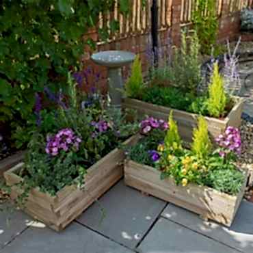 Forest Durham Rectangular Wooden Garden Planter - Set of 3