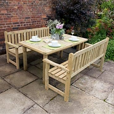 Forest Rosedene Wooden Garden Table and Benches Set 5'5 x 6'2 (1.65m x 1.87m)