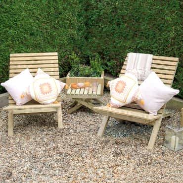 Forest Slatted Wooden Garden Table and Chairs Set 2'3 x 3'11 (0.68m x 1.19m)