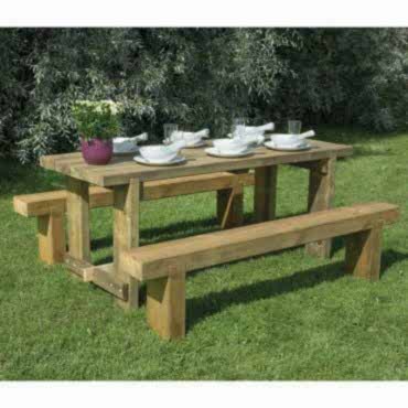 Forest 1.8m Refectory Table and Sleeper Bench Set 