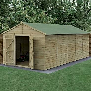 20' x 10' Forest Beckwood 25yr Guarantee Shiplap Pressure Treated Windowless Double Door Apex Wooden Shed (5.96m x 3.21m)