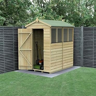 6' x 4' Forest Beckwood 25yr Guarantee Shiplap Pressure Treated Apex Wooden Shed - 4 Windows (1.88m x 1.34m)
