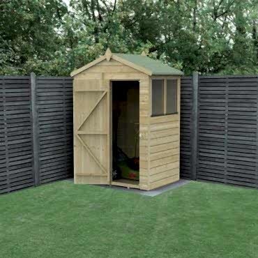 5' x 3' Forest Beckwood 25yr Guarantee Shiplap Pressure Treated Apex Wooden Shed (1.64m x 1m)