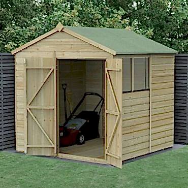 7' x 7' Forest Beckwood 25yr Guarantee Shiplap Pressure Treated Double Door Apex Wooden Shed (2.28m x 2.12m)