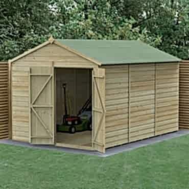 12x8 Forest Beckwood 25 Year Guarantee Shiplap Pressure Treated Windowless Apex Shed with Double Doors