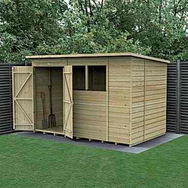 10' x 6' Forest Beckwood 25yr Guarantee Shiplap Pressure Treated Double Door Pent Wooden Shed (3.11m x 2.05m)