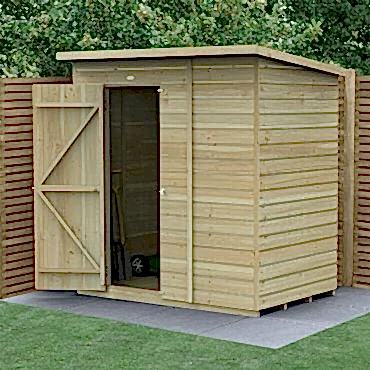 6' x 4' Forest Beckwood 25yr Guarantee Shiplap Pressure Treated Windowless Pent Wooden Shed (1.98m x 1.4m)