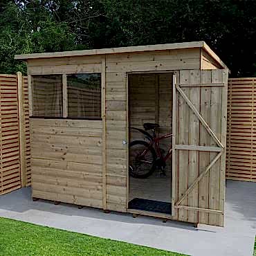7' x 5' Forest Beckwood 25yr Guarantee Shiplap Pressure Treated Pent Wooden Shed (2.26m x 1.7m)