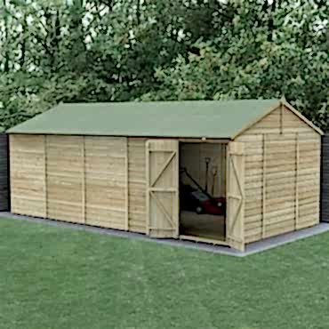 20' x 10' Forest Beckwood 25yr Guarantee Shiplap Pressure Treated Windowless Double Door Reverse Apex Wooden Shed (5.96m x 3.21m)