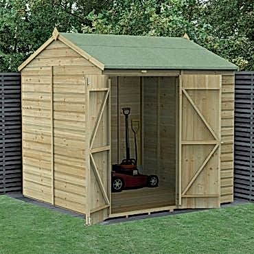 7' x 7' Forest Beckwood 25yr Guarantee Shiplap Pressure Treated Windowless Double Door Reverse Apex Wooden Shed (2.28m x 2.12m)