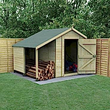 8' x 6' Forest Timberdale Tongue & Groove Windowless Apex Shed with Logstore
