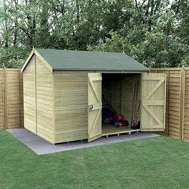 10' x 8' Forest Timberdale Tongue & Groove Windowless Double Door Reverse Apex Shed