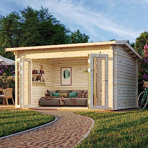Palmako Ines 4.3m x 3.8m Log Cabin Garden Office (44mm)