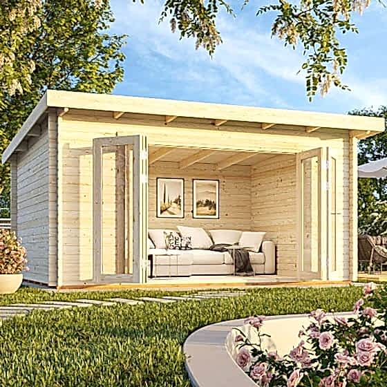 Palmako Lea 4.9m x 4m Log Cabin Garden Office (44mm)