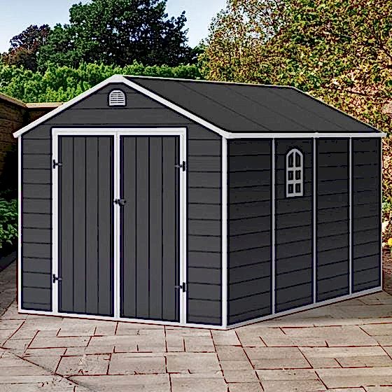 8' x 12' Lotus Sono Plastic Garden Shed with Foundation Kit (2.41m x 3.66m)