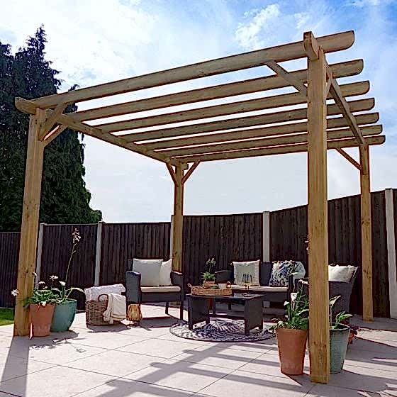 12' x 12' Forest Premium Ultima Large Wooden Garden Pergola (3.6m x 3.6m)