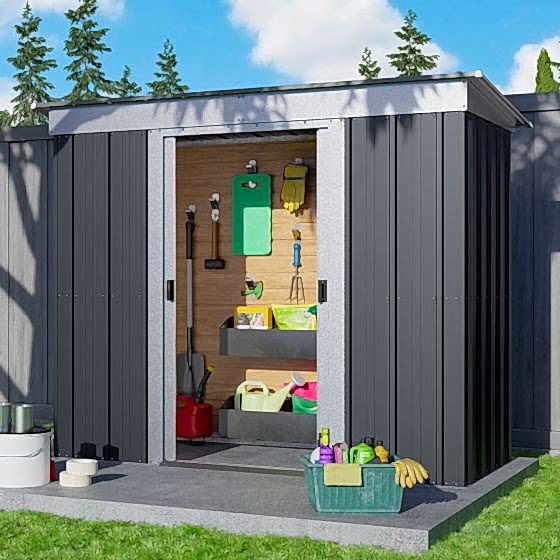 6' x 4' Yardmaster Castleton Anthracite Pent Metal Shed 64APZ (1.98m x 1.19m)