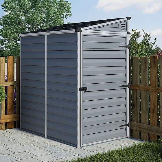 4'x6' (1.2x1.8m) Palram Grey Skylight Pent Plastic Shed